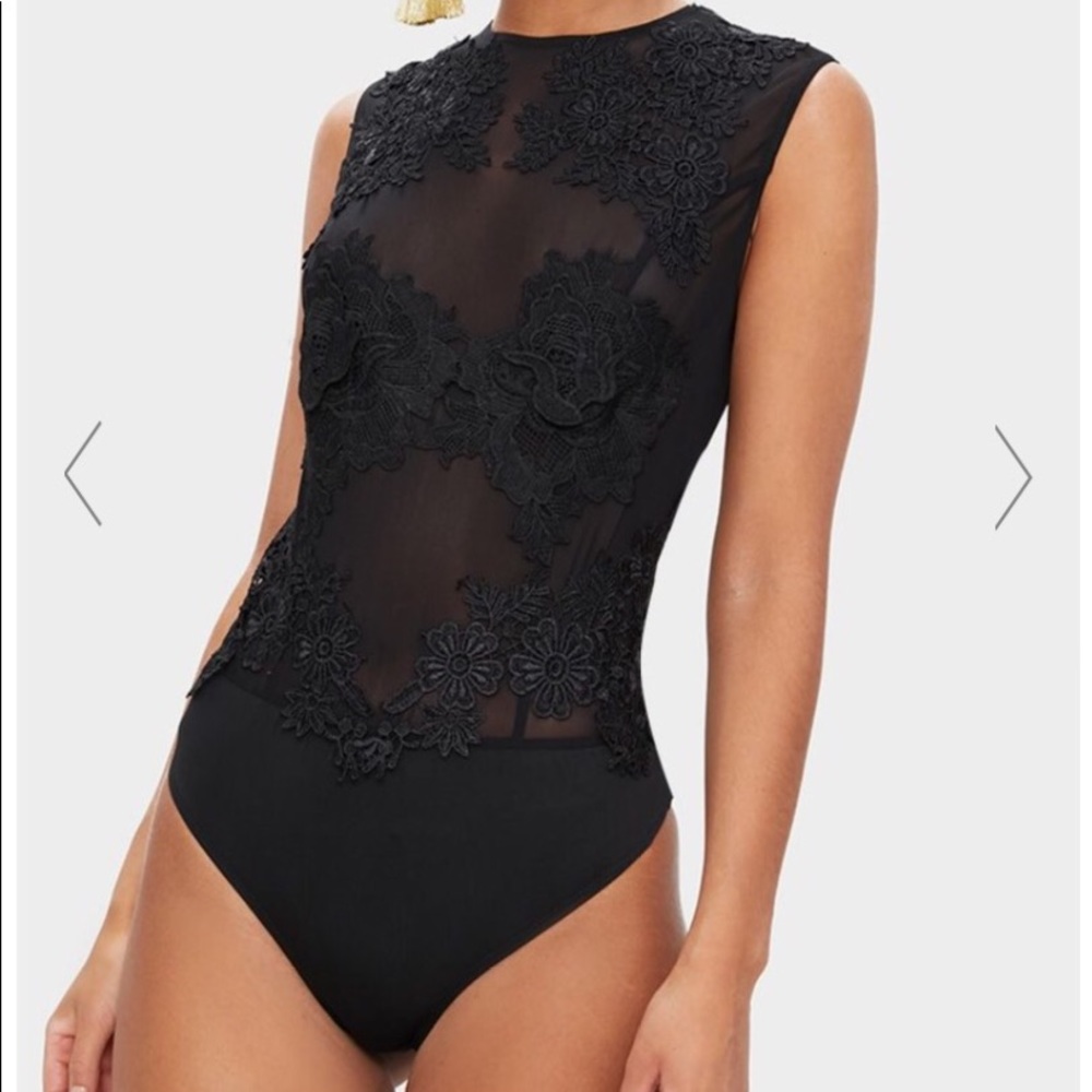 PrettyLittleThing Black Lace Body Suit